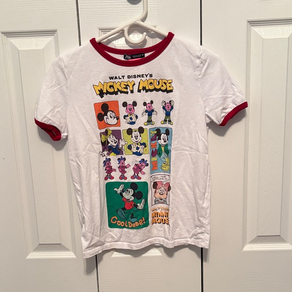Disney Mickey Mouse Zara Ringer T-Shirt - White and Red